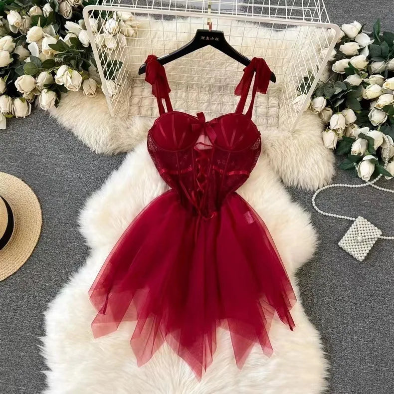 Mini vestido transparente sem costas para mulheres, sleepwear sexy, renda pura, pijamas sensuais, camisola de malha, lingerie branca, senior