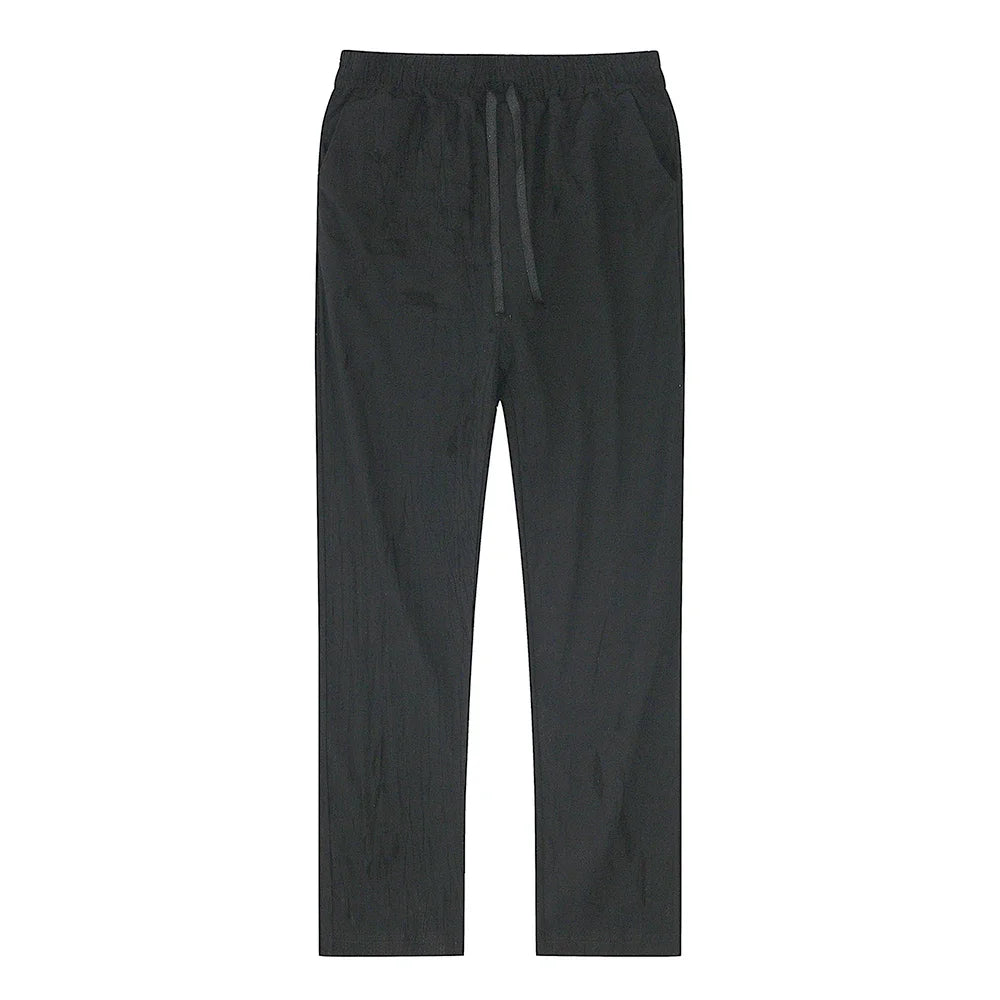 Calças de linho de algodão masculino outono novo respirável cor sólida calças de linho fitness streetwear S-3XL