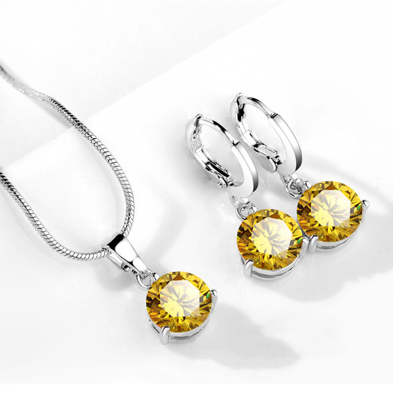 AAA Zircon Jewelry Set with Water Drop Necklace and Earrings