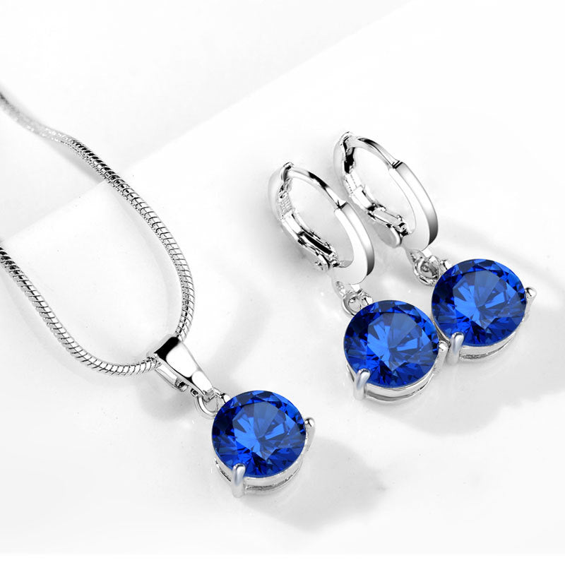 AAA Zircon Jewelry Set with Water Drop Necklace and Earrings