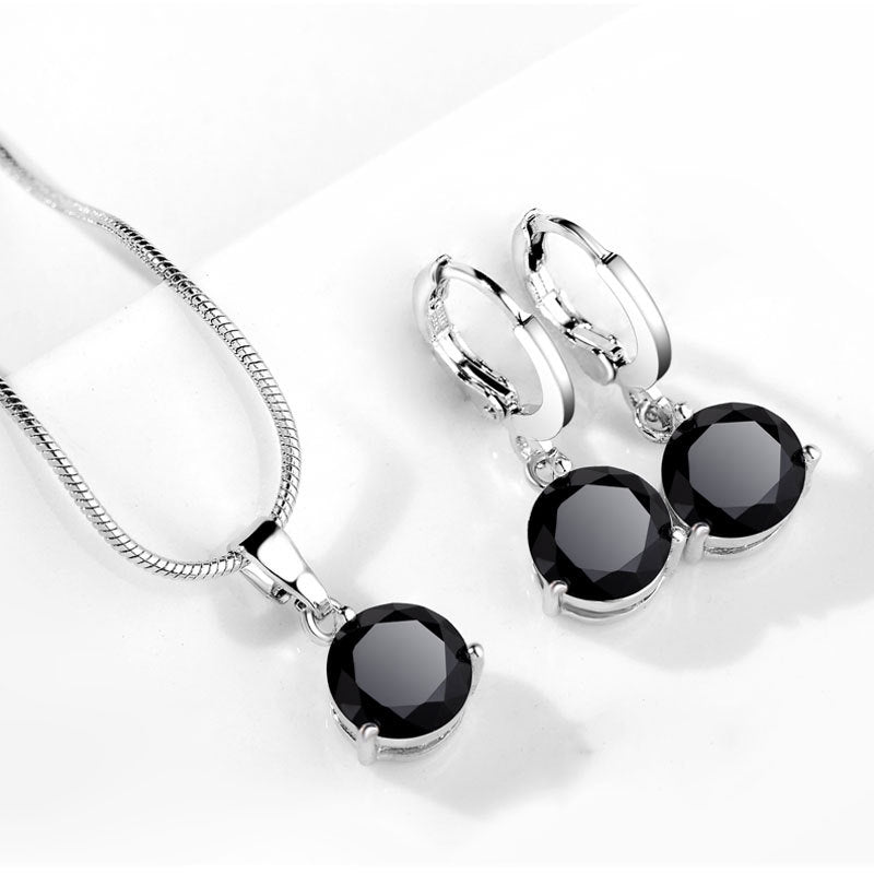 AAA Zircon Jewelry Set with Water Drop Necklace and Earrings