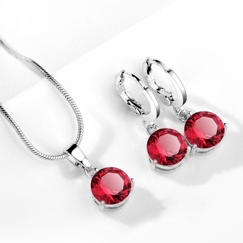 AAA Zircon Jewelry Set with Water Drop Necklace and Earrings