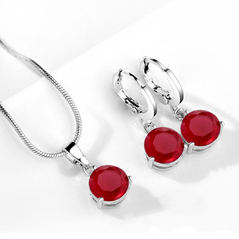 AAA Zircon Jewelry Set with Water Drop Necklace and Earrings
