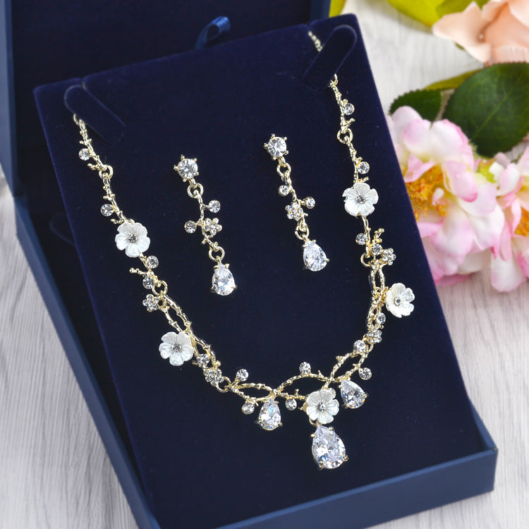 Bridal Jewelry Set with Zircon Necklace and Earrings