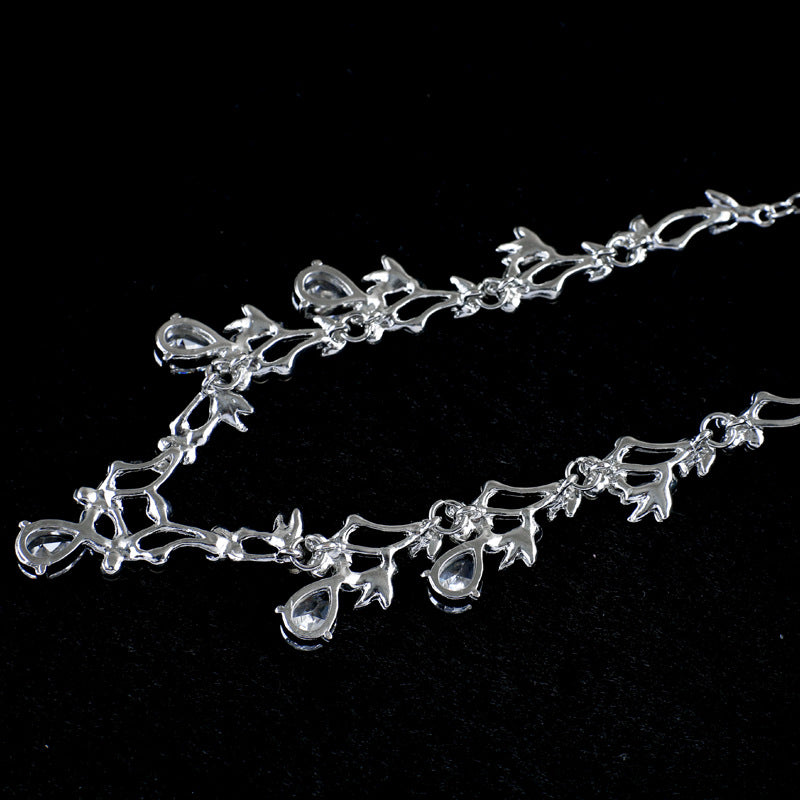 Bridal Jewelry Set: Simple Zircon Necklace & Earrings
