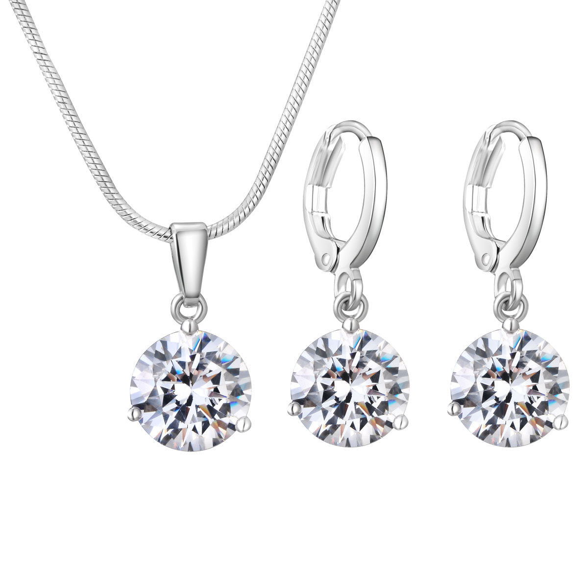 AAA Zircon Jewelry Set with Water Drop Necklace and Earrings